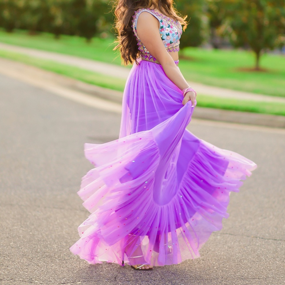 Soft net lilac/purple lengha